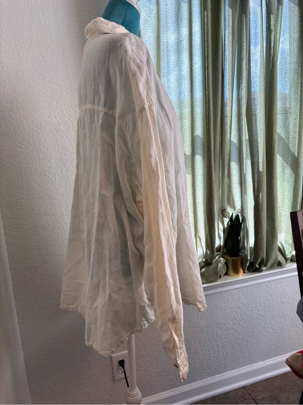 Chico’s Cream Button-Up Lightweight  Shirt dress - Picture 3 of 6